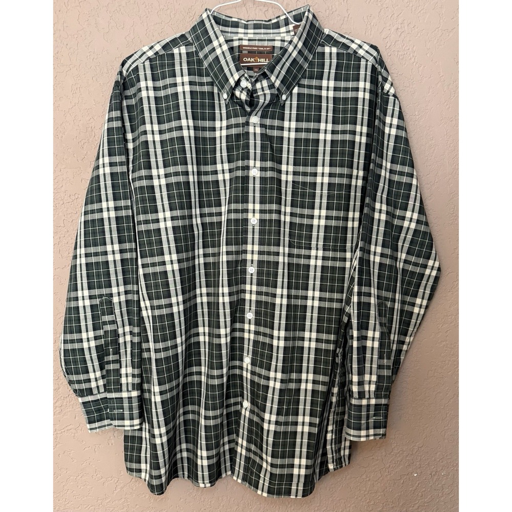 Oak Hill Vintage Men's Long‎ Sleeve Button-Up Shirt Wrinkle-Free Sz 2XL Preppy